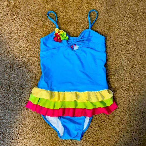 GIRLS BRIGHT BLUE SWIMSUIT ISABELLA & CHLOE - Picture 1 of 4